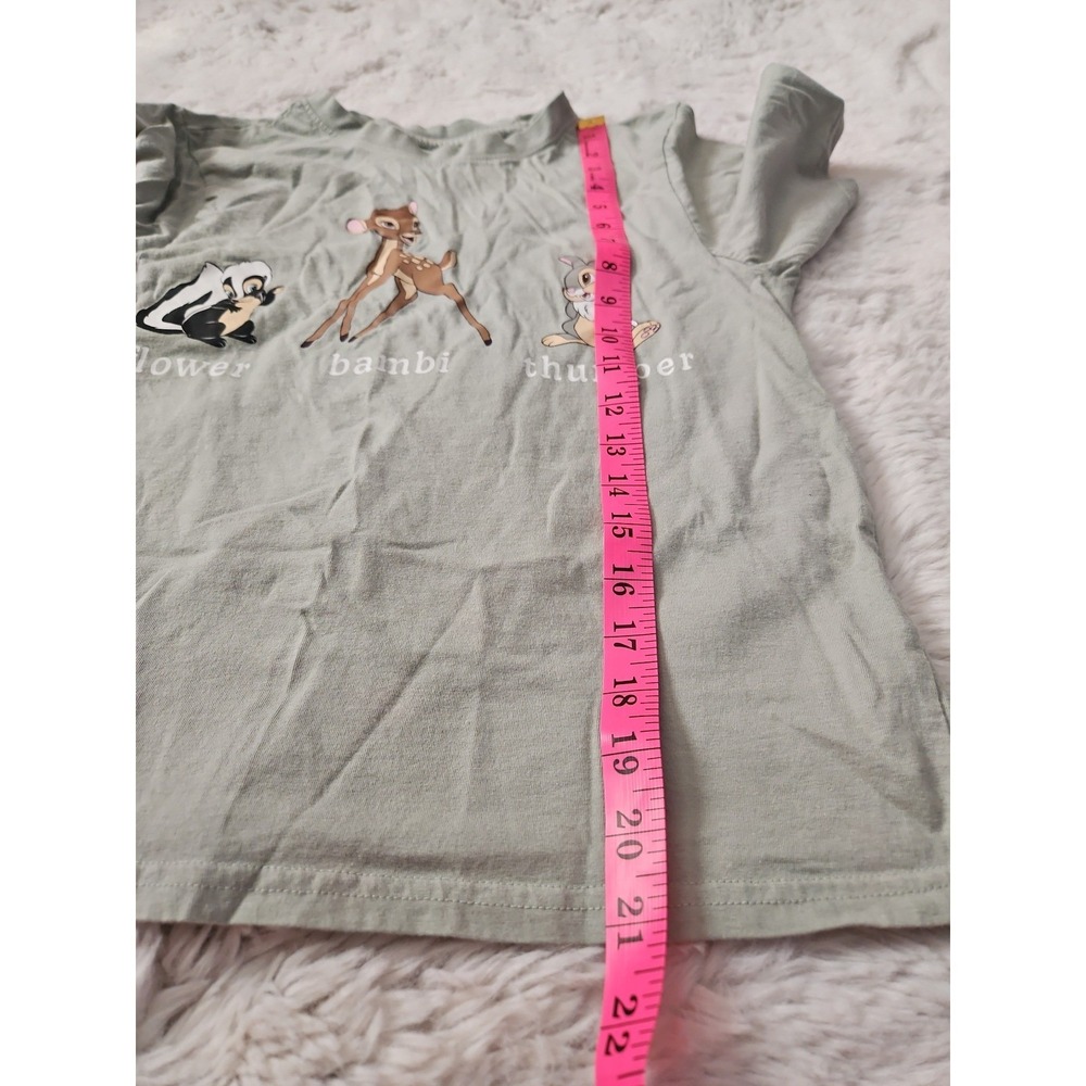 Disney Primark Bambi Pajama Set Womens XS Green Sage Joggers Tee Flower Thumper - Picture 4 of 12